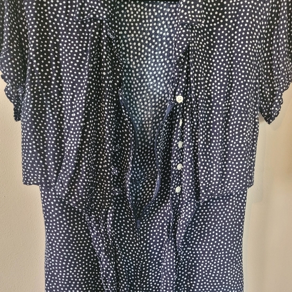 Vintage 80s 90s Pocket Tie Front Polka Dot Jumpsuit Large 8/10? Short Sleeve - Picture 7 of 7